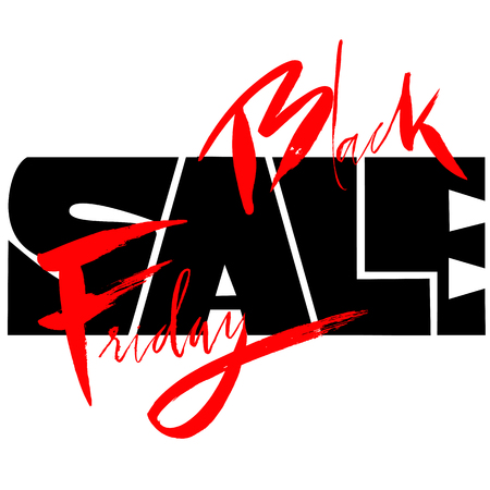 Black Friday Sale hand drawn grunge lettering. Calligraphy element for logo, banners, labels, badges, prints, posters, web. Vector illustrationのイラスト素材