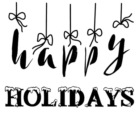 Happy holidays, ink hand lettering. Modern brush calligraphy. Handwritten phraseのイラスト素材