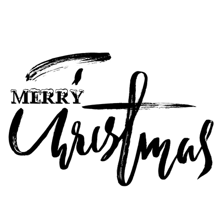 Classic lettering design for a Christmas greetings card. Black and white vector illustration. Vector illustrationのイラスト素材