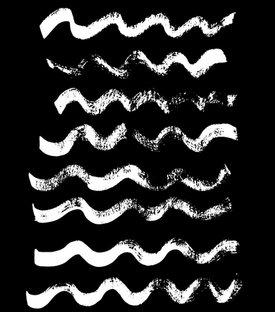 Handdrawn ink vector brush wave strokes. Vector illustration. Grunge textureのイラスト素材