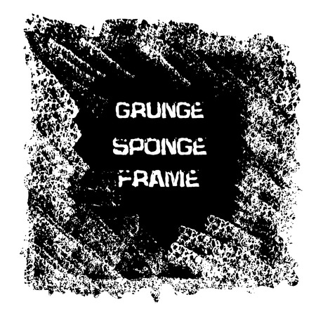 Grunge black sponge frame. Textured vector backgroundのイラスト素材