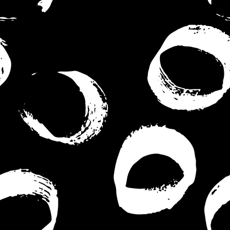 Seamless pattern with hand drawn grunge circles. Ink vector illustration. Hand drawn ornament for wrapping paper.のイラスト素材