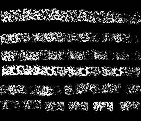 Black and white sponge print striped grunge brushes. Vector illustration.のイラスト素材