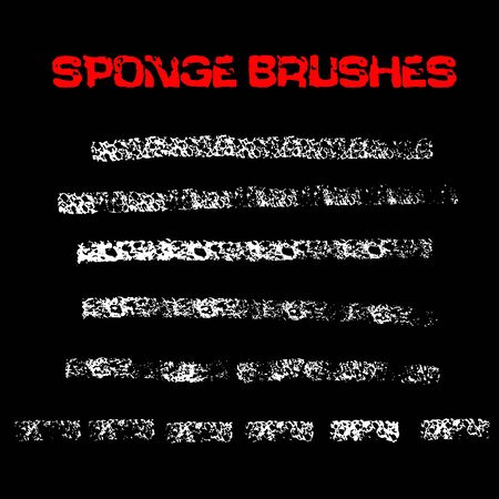 Black and white sponge print striped grunge brushes. Vector illustration.のイラスト素材