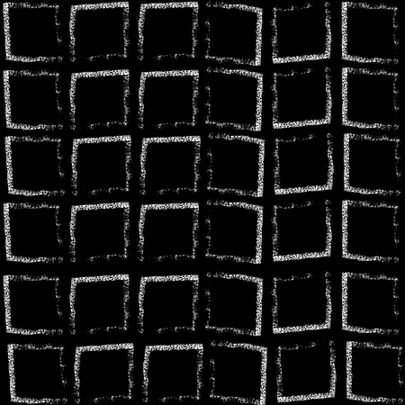 Black and white grunge squares print geometric seamless pattern. Vector illustrationのイラスト素材
