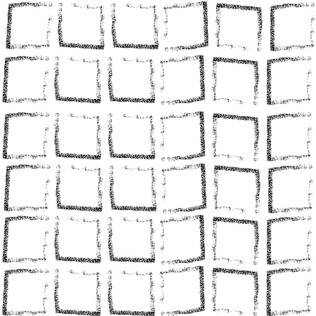 Black and white grunge squares print geometric seamless pattern. Vector illustrationのイラスト素材