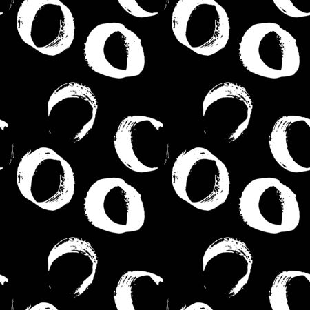 Seamless pattern with hand drawn grunge circles. Ink vector illustration. Hand drawn ornament for wrapping paper.のイラスト素材