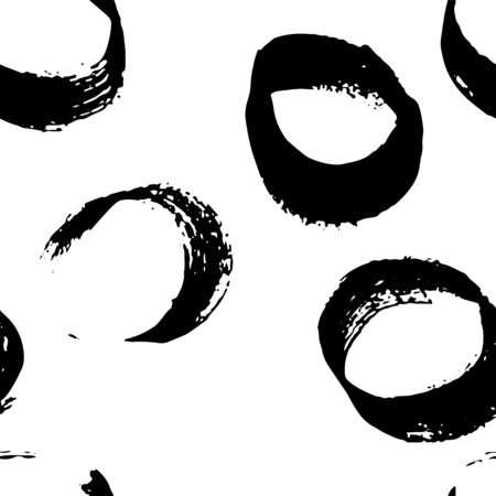 Seamless pattern with hand drawn grunge circles. Ink vector illustration. Hand drawn ornament for wrapping paper.のイラスト素材