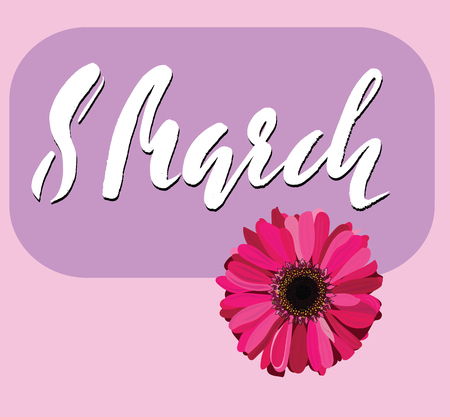 8 March, International Women's Day lettering, greeting card. EPS10 vector illustration.のイラスト素材