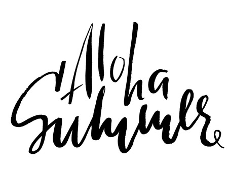 Aloha lettering. Vector calligraphy illustration. Summer print designのイラスト素材