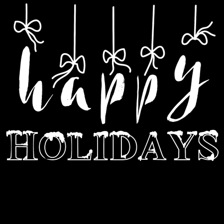 Happy holidays, ink hand lettering. Modern brush calligraphy. Handwritten phraseのイラスト素材
