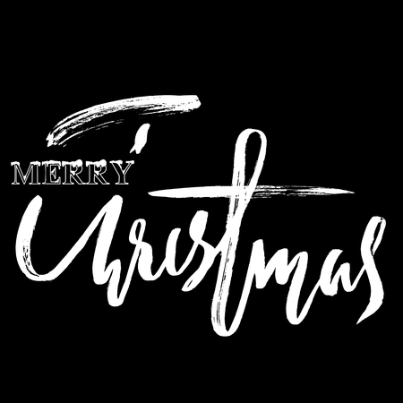 Classic lettering design for a Christmas greetings card. Black and white vector illustration. Vector illustrationのイラスト素材