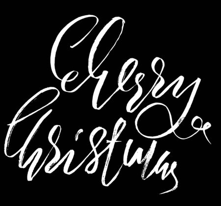 Classic lettering design for a Christmas greetings card. Black and white vector illustration. Vector illustrationのイラスト素材