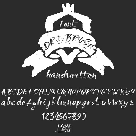 Hand drawn font made by dry brush strokes. Grunge style alphabet. Handwritten font. Vector illustrationのイラスト素材