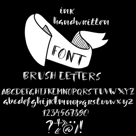 Hand drawn font made by dry brush strokes. Grunge style alphabet. Handwritten font. Vector illustrationのイラスト素材