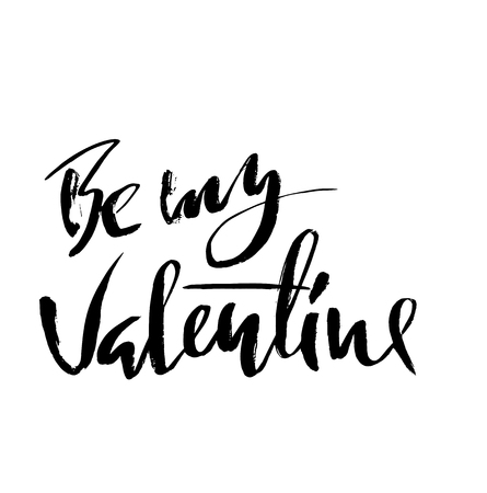 Be my Valentine text. Valentine s typography. Vector illustration of Valentine Greeting Card with heart. Black typographyのイラスト素材