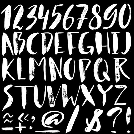 Hand drawn font made by dry brush strokes. Grunge style alphabet. Handwritten font. Vector illustrationのイラスト素材