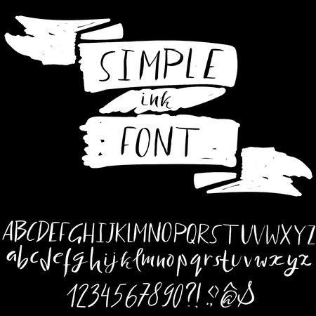 Hand drawn font made by dry brush strokes. Grunge style alphabet. Handwritten font. Vector illustrationのイラスト素材