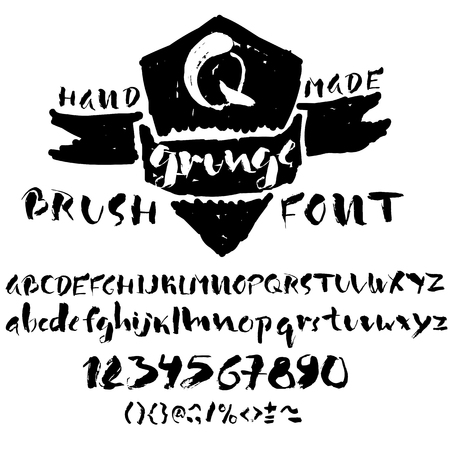Hand drawn font made by dry brush strokes. Grunge style alphabet. Handwritten font. Vector illustrationのイラスト素材