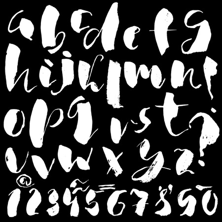 Hand drawn font made by dry brush strokes. Grunge style alphabet. Handwritten font. Vector illustrationのイラスト素材