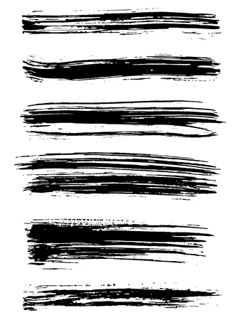 Black ink vector brush strokes isolated on white background. Vector illustration. Grunge textureのイラスト素材