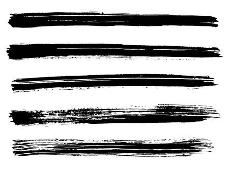 Black ink vector brush strokes isolated on white background. Vector illustration. Grunge textureのイラスト素材