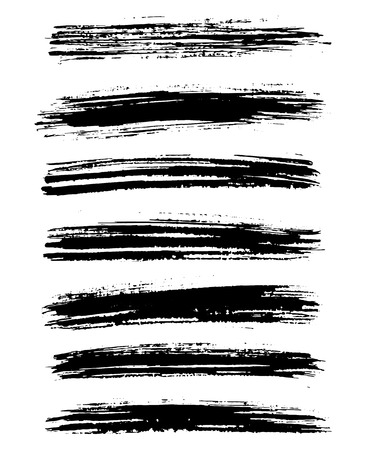 Black ink vector brush strokes isolated on white background. Vector illustration. Grunge textureのイラスト素材