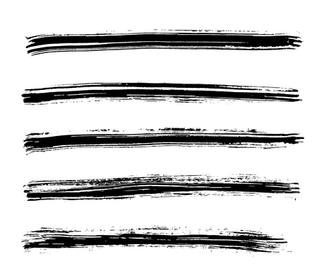 Black ink vector brush strokes isolated on white background. Vector illustration. Grunge textureのイラスト素材