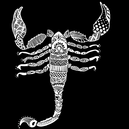 Doodle design of scorpion. Adult coloring book. Vector illustrationのイラスト素材