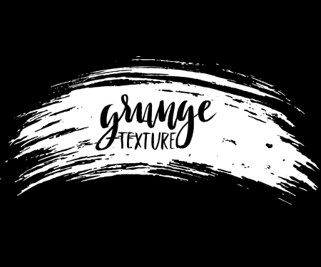 White ink vector brush strokes isolated on black background. Vector illustration. Grunge textureのイラスト素材