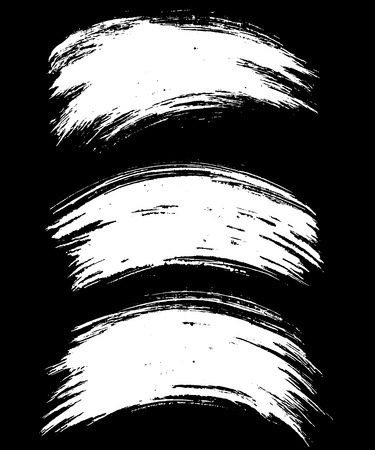 White ink vector brush strokes isolated on black background. Vector illustration. Grunge textureのイラスト素材