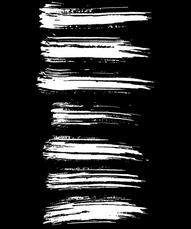 White ink vector brush strokes isolated on black background. Vector illustration. Grunge textureのイラスト素材