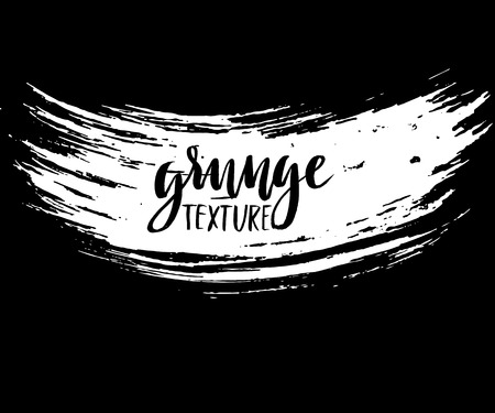 White ink vector brush strokes isolated on black background. Vector illustration. Grunge textureのイラスト素材