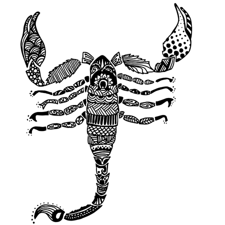 Doodle design of scorpion. Adult coloring book. Vector illustrationのイラスト素材