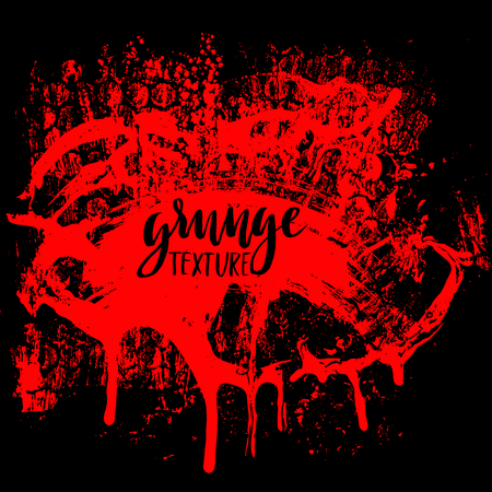 Red grunge background with splats and drops. Vector illustrationのイラスト素材