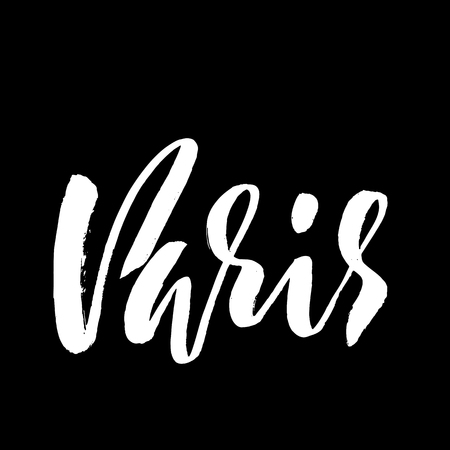 Handwritten lettering poster for your design. Creative typography. Hand drawn greeting card with text Paris. Vector illustration.のイラスト素材