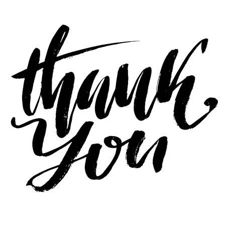 Thank You handwritten inscription. Hand drawn lettering. Thanks card. Vector illustrationのイラスト素材