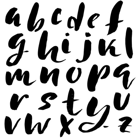 Hand drawn font made by dry brush strokes. Grunge style alphabet. Handwritten font. Vector illustrationのイラスト素材