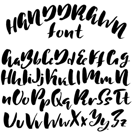 Hand drawn font made by dry brush strokes. Grunge style alphabet. Handwritten font. Vector illustrationのイラスト素材