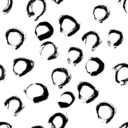 Seamless pattern with hand drawn grunge circles. Ink vector illustration. Hand drawn ornament for wrapping paper.のイラスト素材