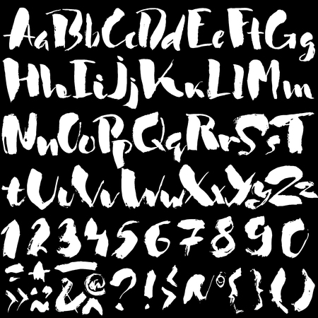 Hand drawn font made by dry brush strokes. Grunge style alphabet. Handwritten font. Vector illustrationのイラスト素材