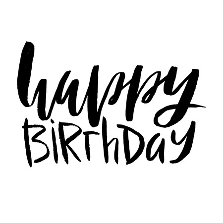 Happy birthday lettering. Inscription isolated on white backgroundのイラスト素材