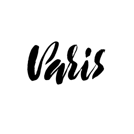 Handwritten lettering poster for your design. Creative typography. Hand drawn greeting card with text Paris. Vector illustration.のイラスト素材