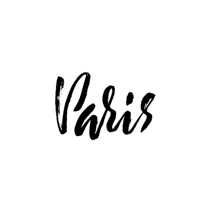 Handwritten lettering poster for your design. Creative typography. Hand drawn greeting card with text Paris. Vector illustration.のイラスト素材