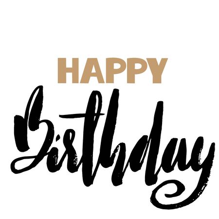 Happy birthday lettering for invitation and greeting card, prints and posters. Hand drawn inscription, calligraphic design. Vector illustrationのイラスト素材