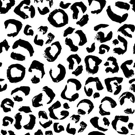 Vector illustration Leopard print seamless background pattern. Black and white background. Vector illustrationのイラスト素材