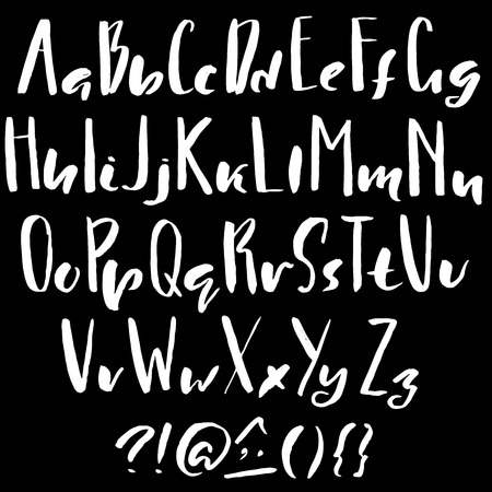Hand drawn font made by dry brush strokes. Grunge style alphabet. Handwritten font. Vector illustrationのイラスト素材