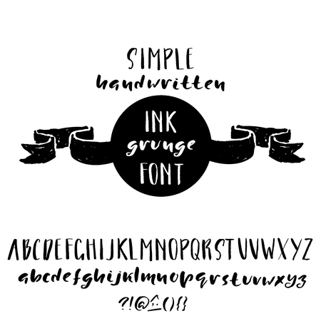 Hand drawn font made by dry brush strokes. Grunge style alphabet. Handwritten font. Vector illustrationのイラスト素材