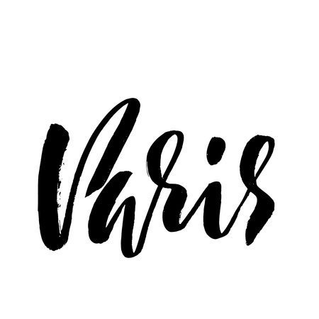 Handwritten lettering poster for your design. Creative typography. Hand drawn greeting card with text Paris. Vector illustration.のイラスト素材