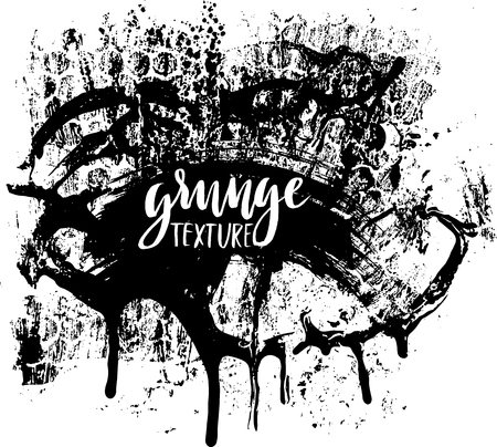 Splatter Paint Texture. Grunge background. Black Blot of Ink. Place for Text. Grungy Effect Stump. Vector illustrationのイラスト素材